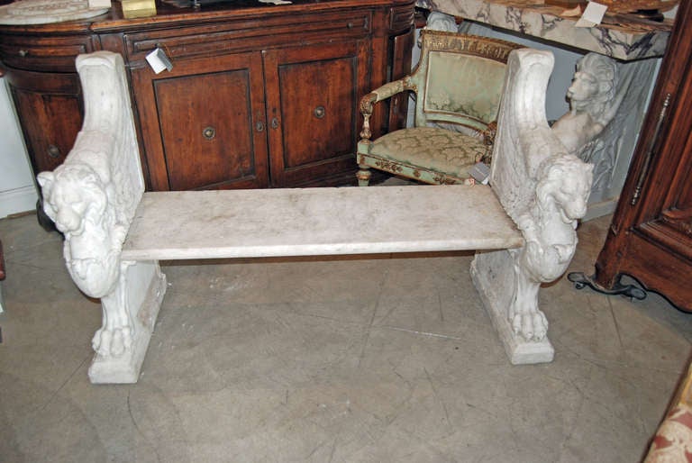 Beautifully Carved Marble Bench