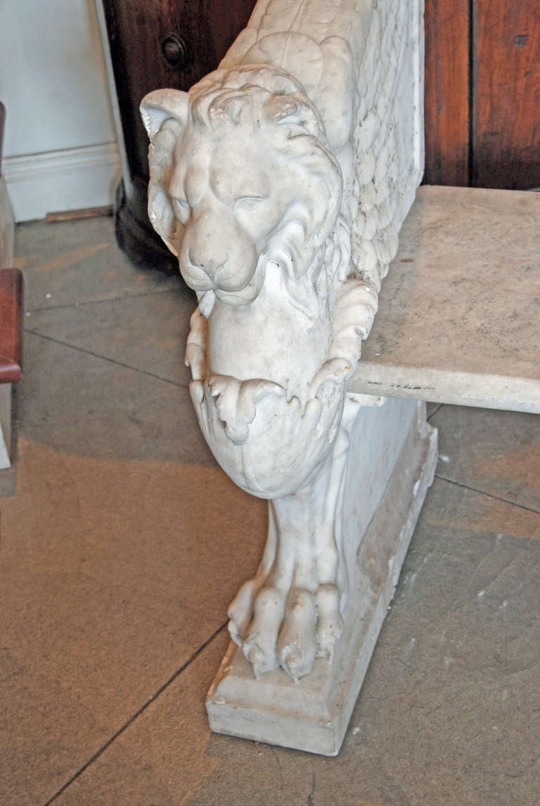 19th Century Italian Marble Bench In Good Condition In New Orleans, LA