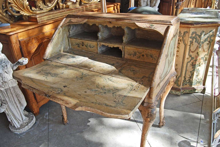 Wood Fabulous 18th Century Painted Venetian Desk