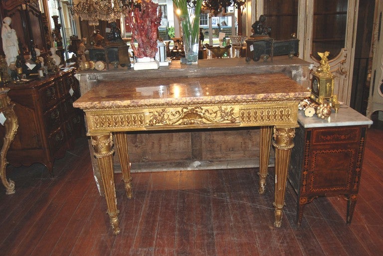 Exceptional Carved and Gilded 18th c. Roman Console