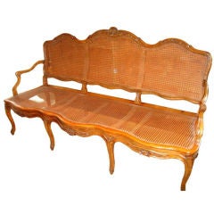 Antique Carved and Caned 19th Century Beechwood Settee