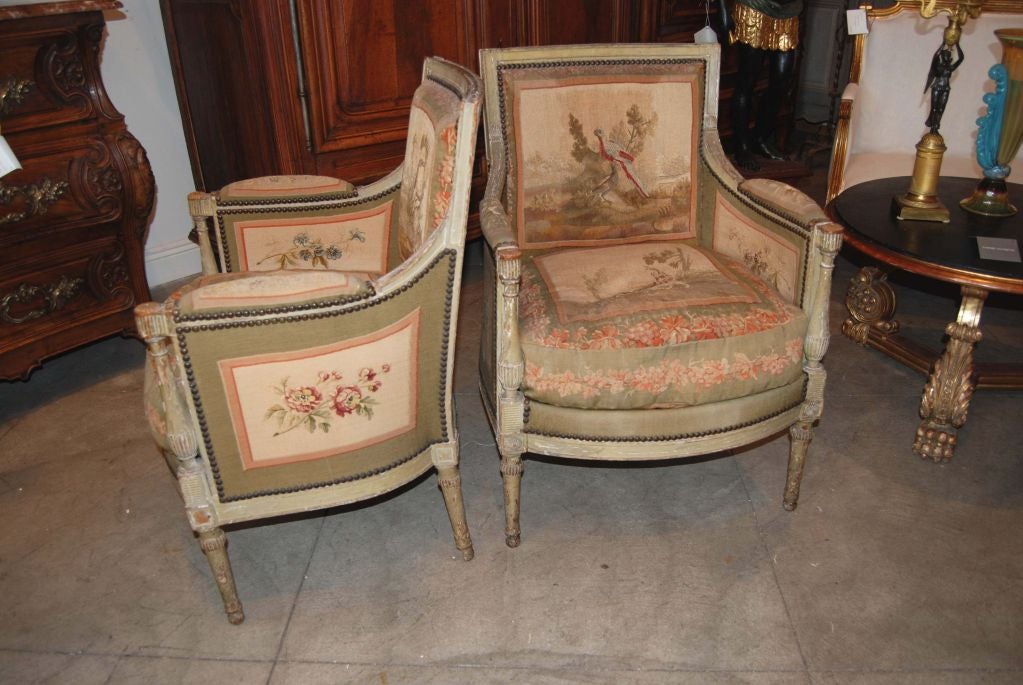18th c. Louis XVI Aubusson Bergeres In Good Condition In New Orleans, LA