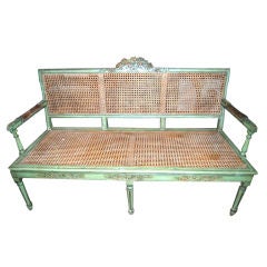 19th c. Caned and Painted Bench