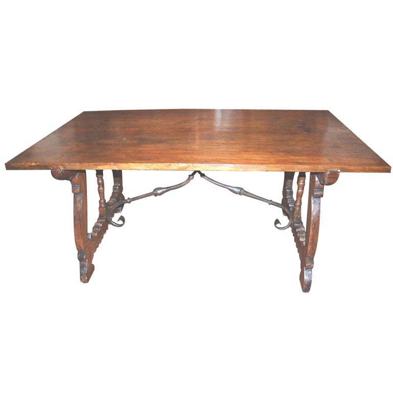 18th c. Walnut Trestle Table For Sale