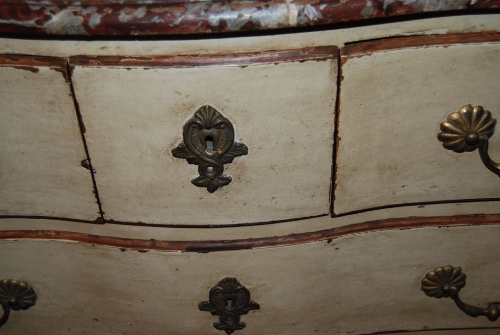 18th Century and Earlier 18th c. Painted Commode with Carved Heart For Sale