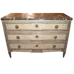 19thc. Painted Commode with Marble Top