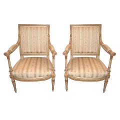 Pair Louis XVI Carved Chairs Pair Louis XVI Carved Chairs