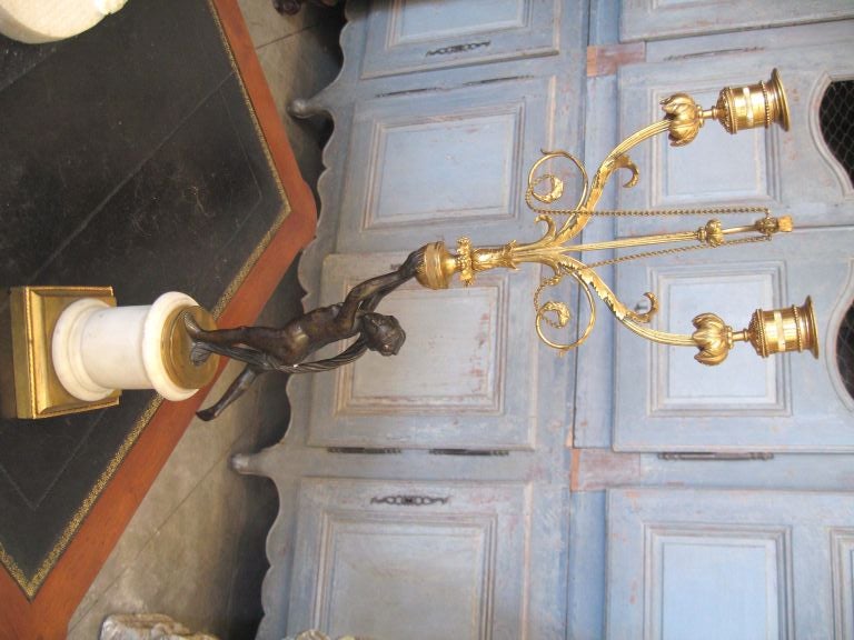 19th c. Bronze Figural Candlesticks