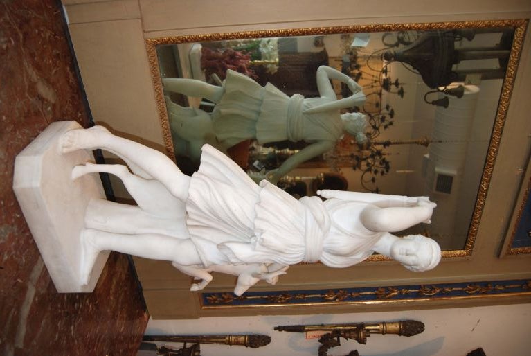 Beautifully Carved White Marble Figural Statue