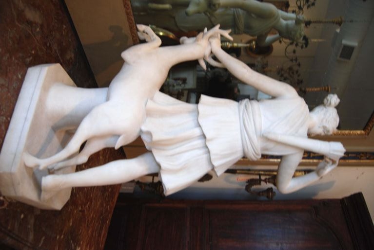 19th Century 19thc. Marble Statue of Diana