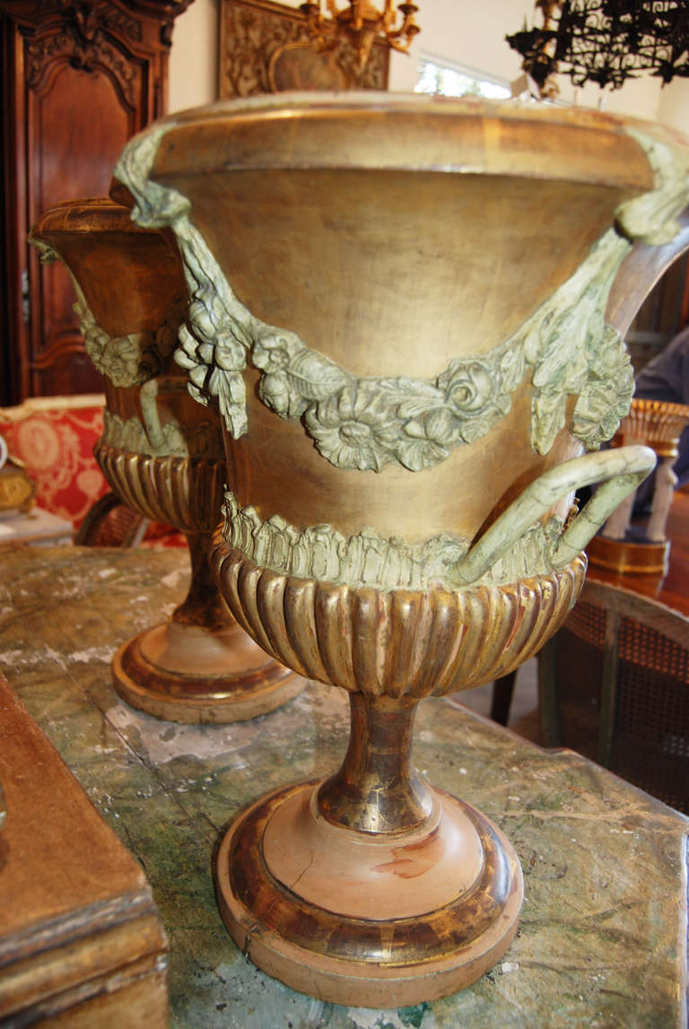 19th Century Italian Giltwood Urns