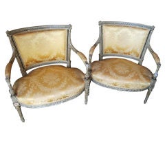 Pair Carved and Painted Louis XVI Marquis'