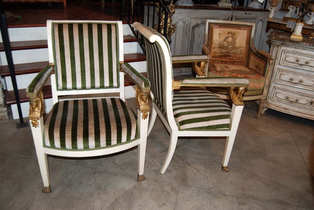 Fabulous Gilded and Painted Armchairs-three pairs available