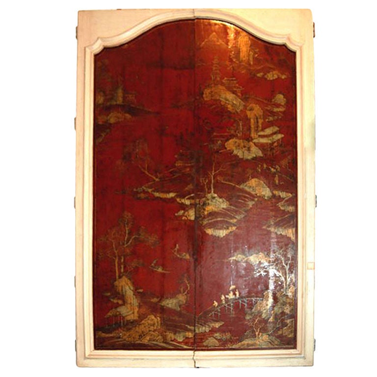 Mounted 18thc. Chinoserie Doors