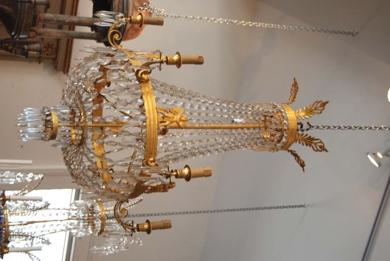 Beautiul Empire Bonze Dore' and Crystal Chandelier