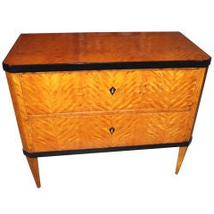 19th c. Petit Burled Maple Biedermeier Commode