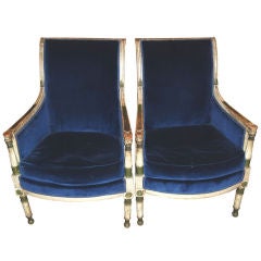Pair of Painted Directoire Bergeres