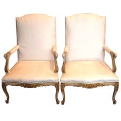19th c. Painted and Gilded Armchairs Antique 19th c. Painted and Gilded Armchairs