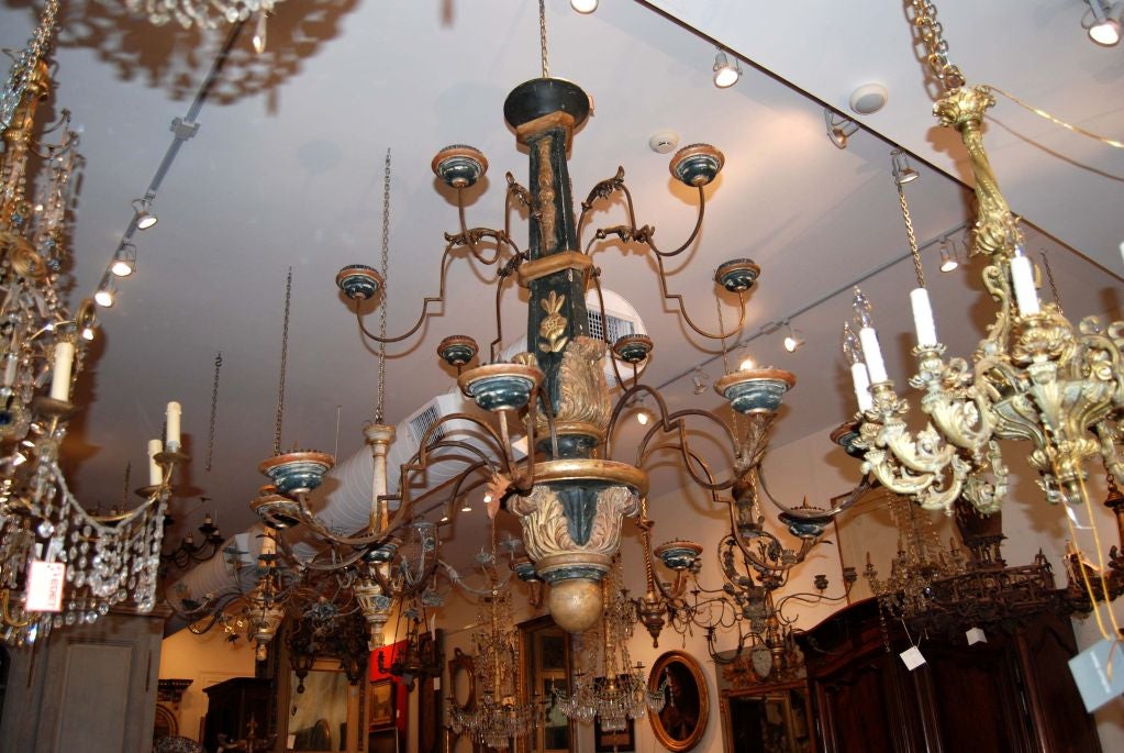 Enormous 12 light Italian chandelier made up of 18th c. Elements.