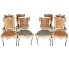Set of 8 19th c. painted Italian Chairs