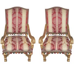 Antique Pair Louis XIV Giltwood Chairs