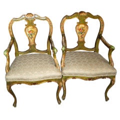 Pair 19th c. Venetian Armchairs 9