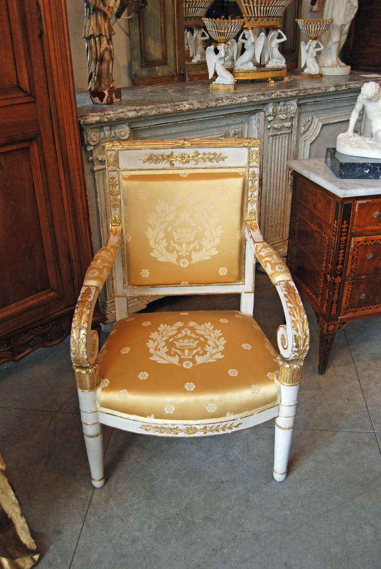 Beautifully carved and painted 18th century consulate chairs.