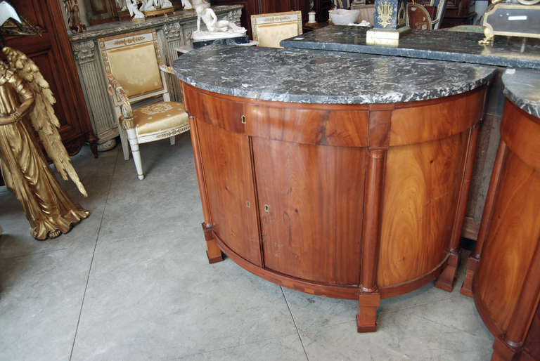 Walnut Pair 18th Century Directoire Demilune Cabinets