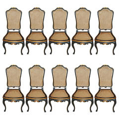 Antique Set of 10 Italian Belle Epoch Dining Chairs