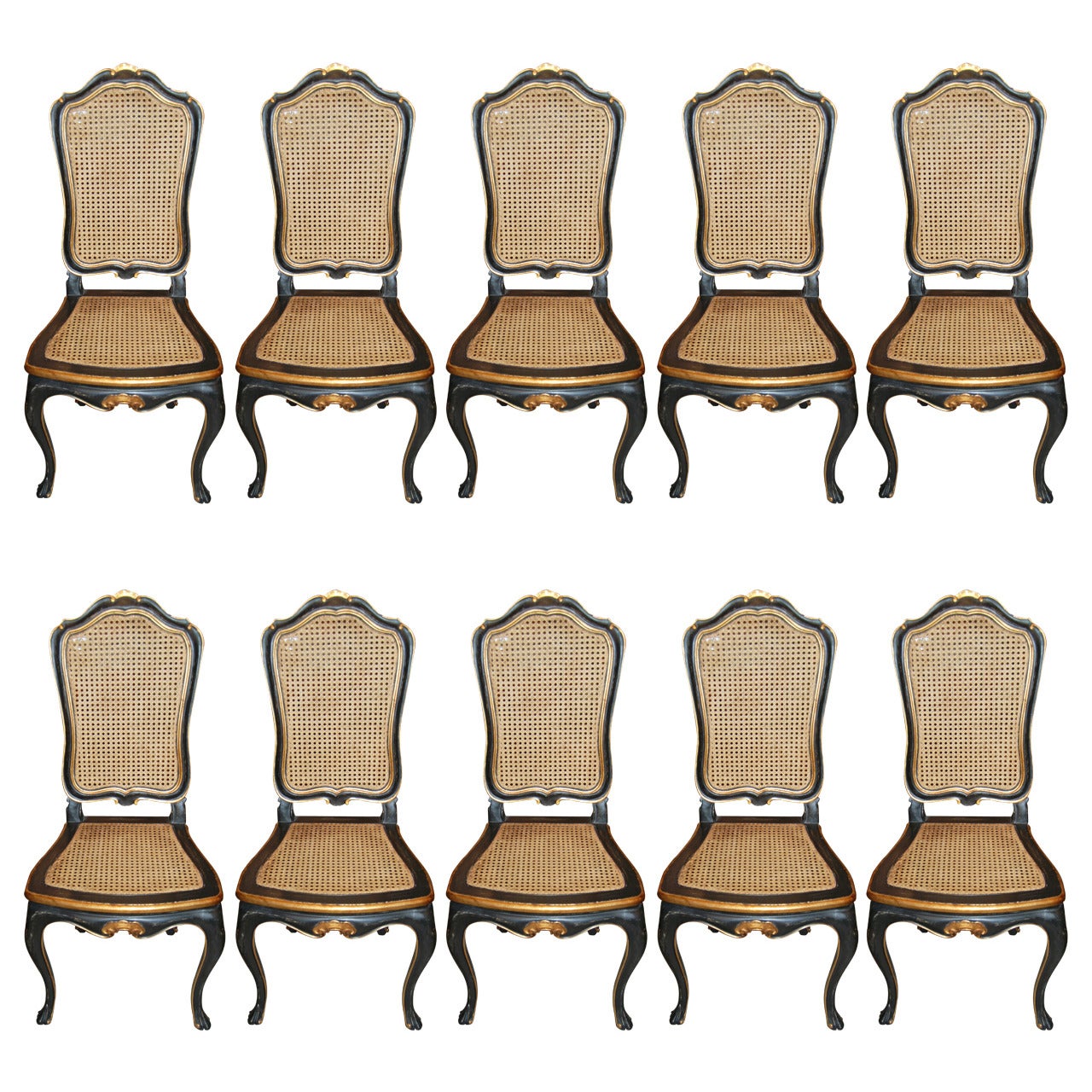 Set of 10 Italian Belle Epoch Dining Chairs
