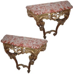 Pair 19thc. Giltwood Consoles
