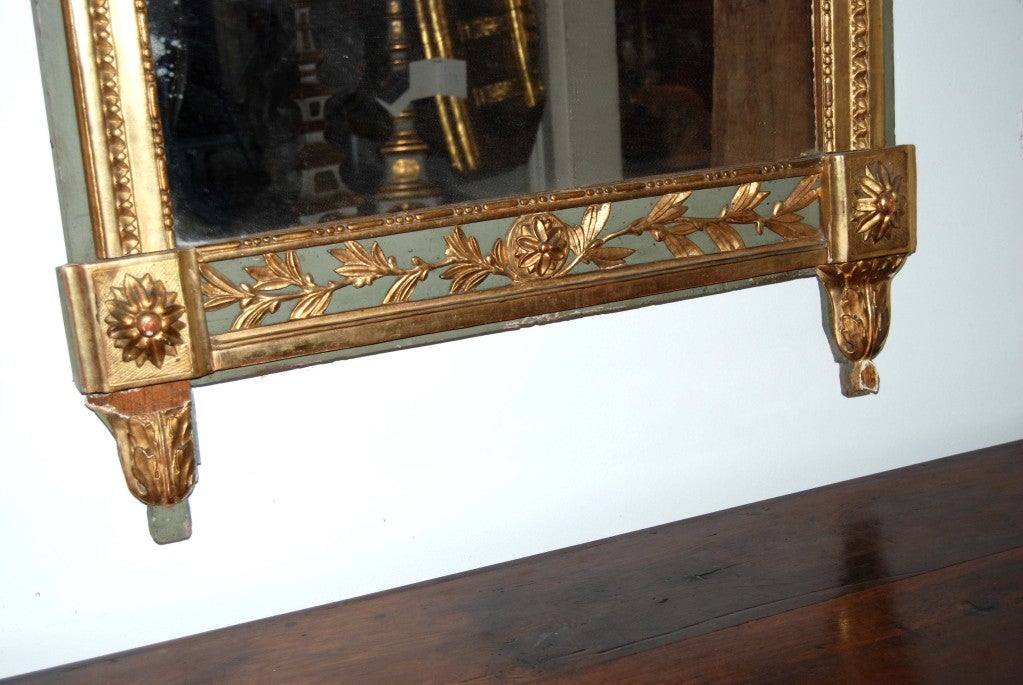 Carved, Gilded, and Painted Trumeau Mirror