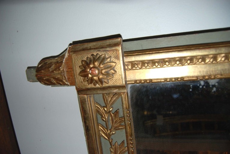 French 19th c. Carved and Gilded Trumeau Mirror For Sale