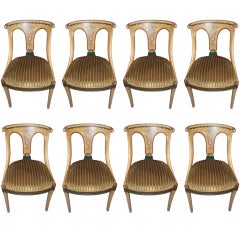 Set of  8 Painted Italian  Dining Chairs