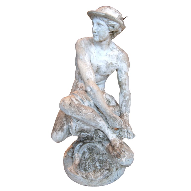 XIXe siècle Statue en pierre de mercuré