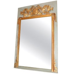 19thc. Painted and Gilded Trumeau Mirror