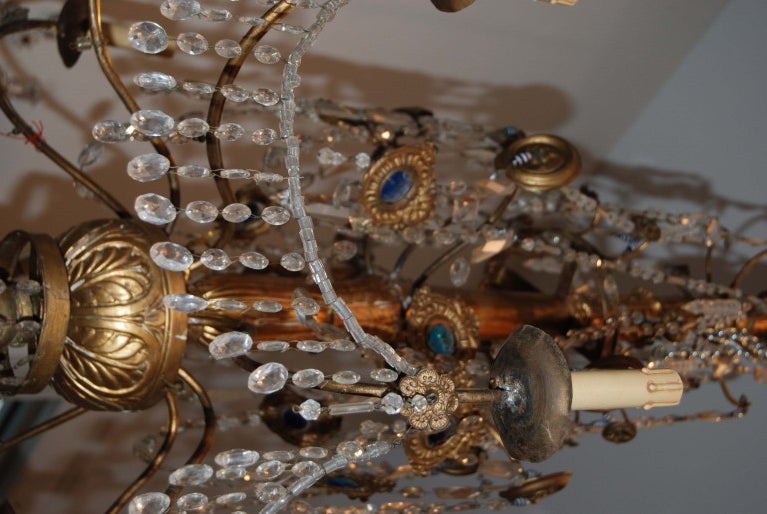 Highly Decorative Giltwood and Crystal Chandelier