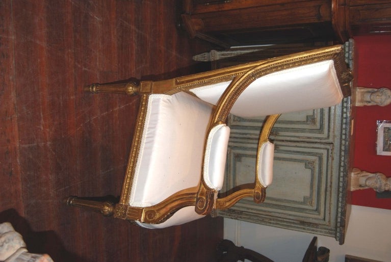 French Pair 19thc. Gilded Armchairs