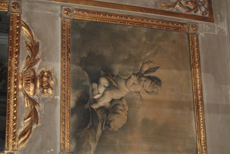 Gilded and Painted Trumeau with Beautiful Grisaille Painting