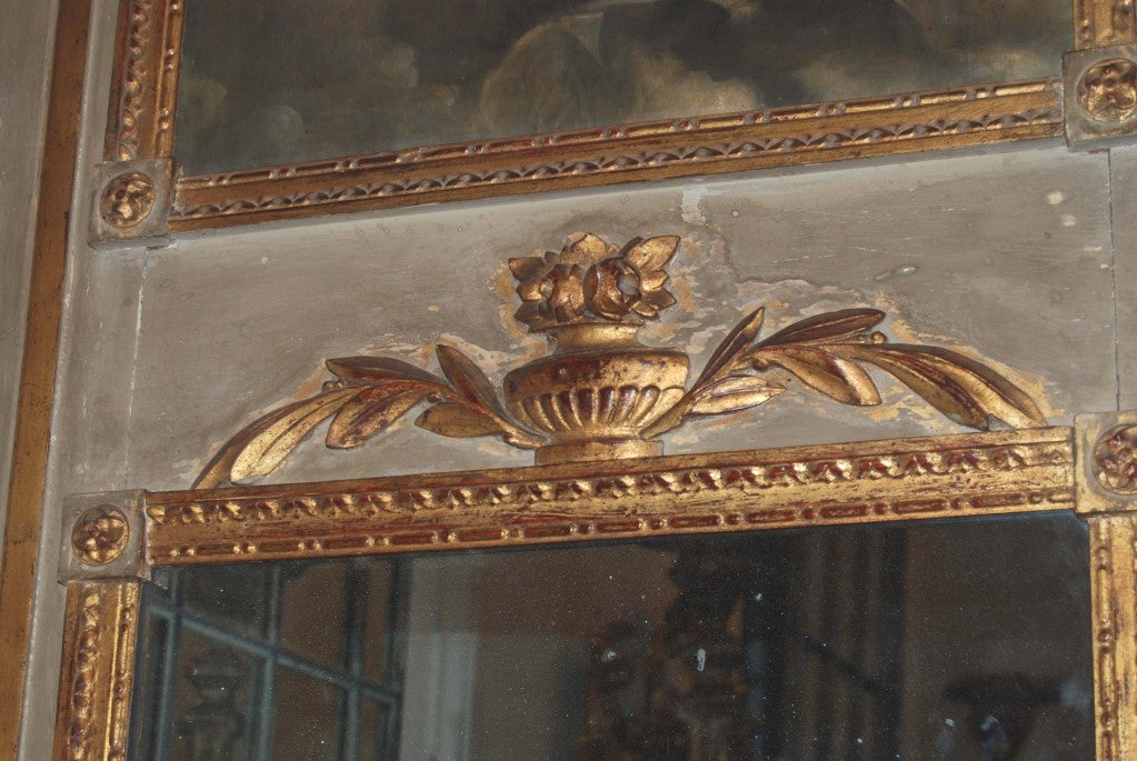 French 19thc. Painted Trumeau with Grisaille Painting