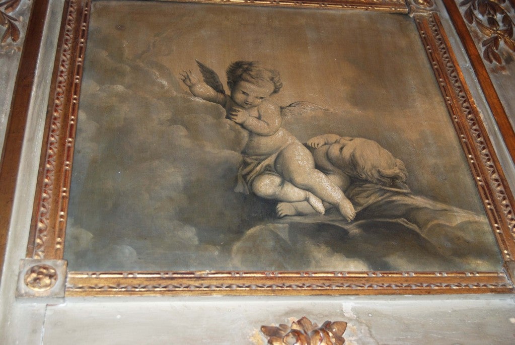 19thc. Painted Trumeau with Grisaille Painting 1