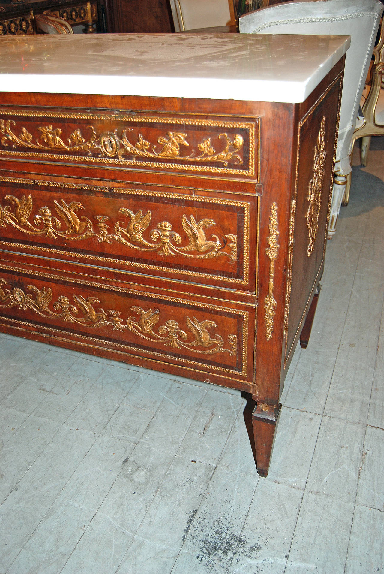 Walnut Period Empire Italian Commode For Sale