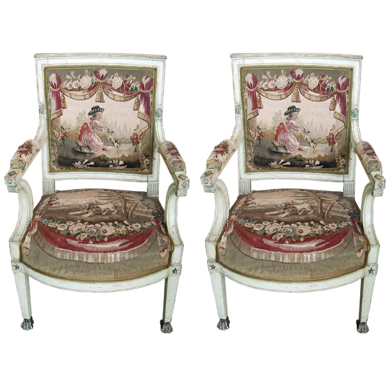 Pair of Period French Consulate Armchairs