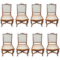 Set of Eight 19th Century Walnut Dining Chairs