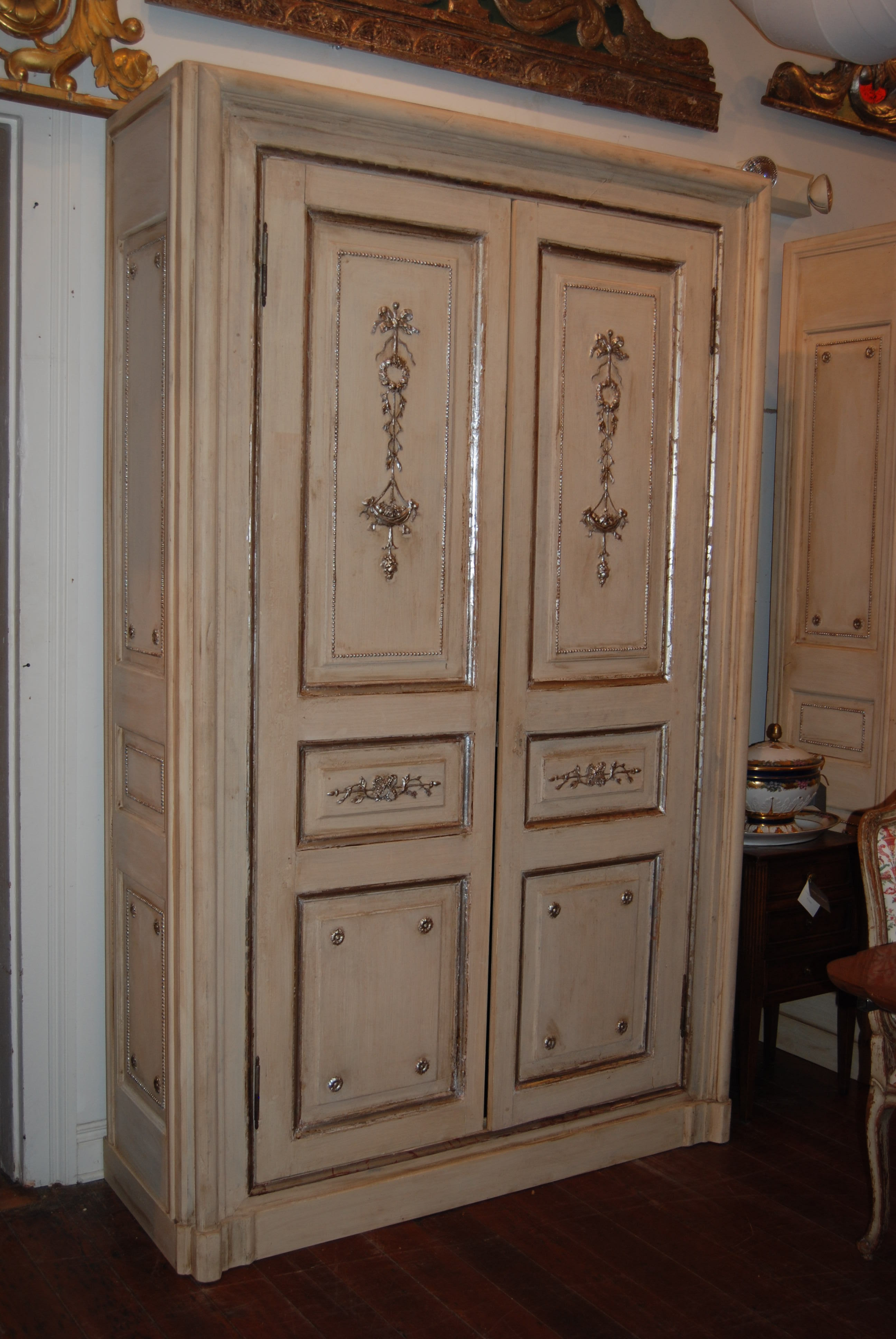 Pair Italian Painted and Silvered Armoires at 1stDibs painted pine