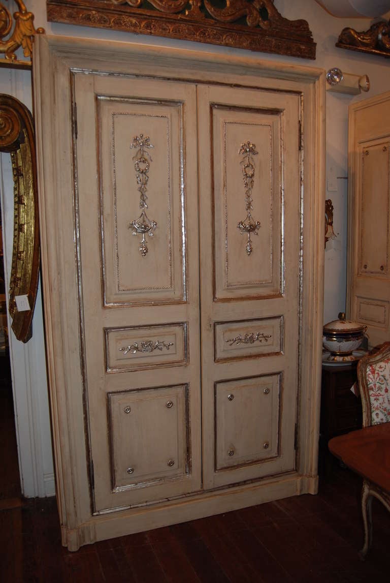 Pair Italian Painted and Silvered Armoires at 1stDibs painted pine