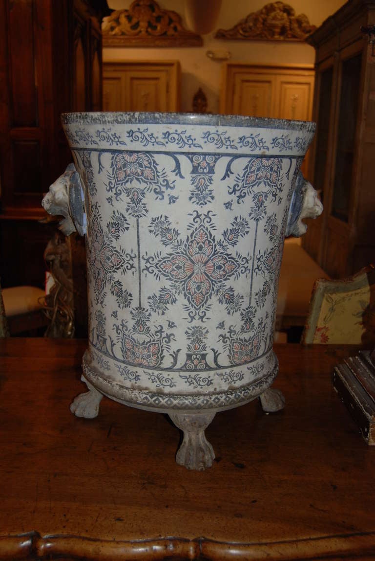 Large,Highly Decorated Iron Planter with Versailles painted Design