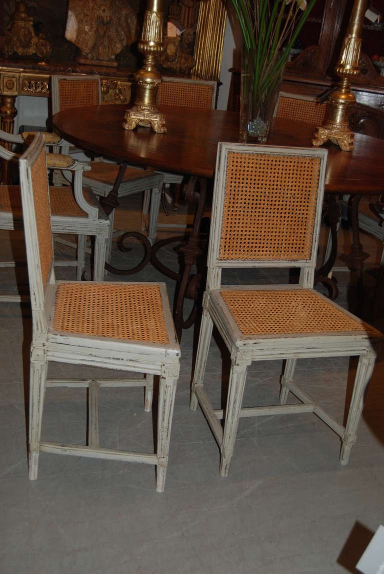 Wood Eight 19th Century Painted Chairs
