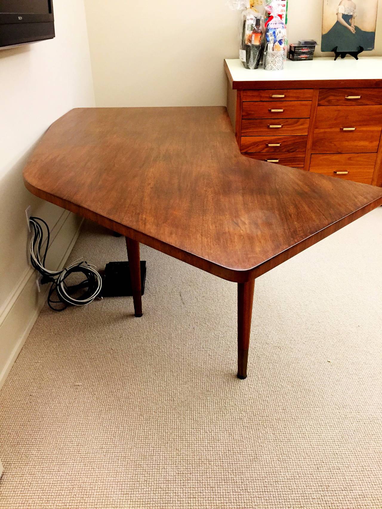 Mid-Century Modern Vintage Stow and Davis Walnut Desk