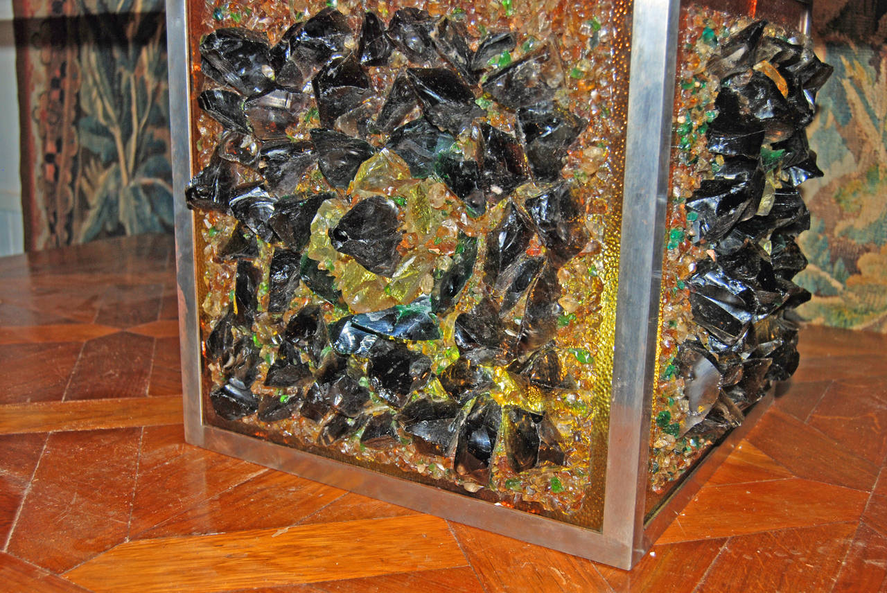 Table basse en verre d'art enluminée hollandaise du milieu du siècle dernier Excellent état - En vente à New Orleans, LA